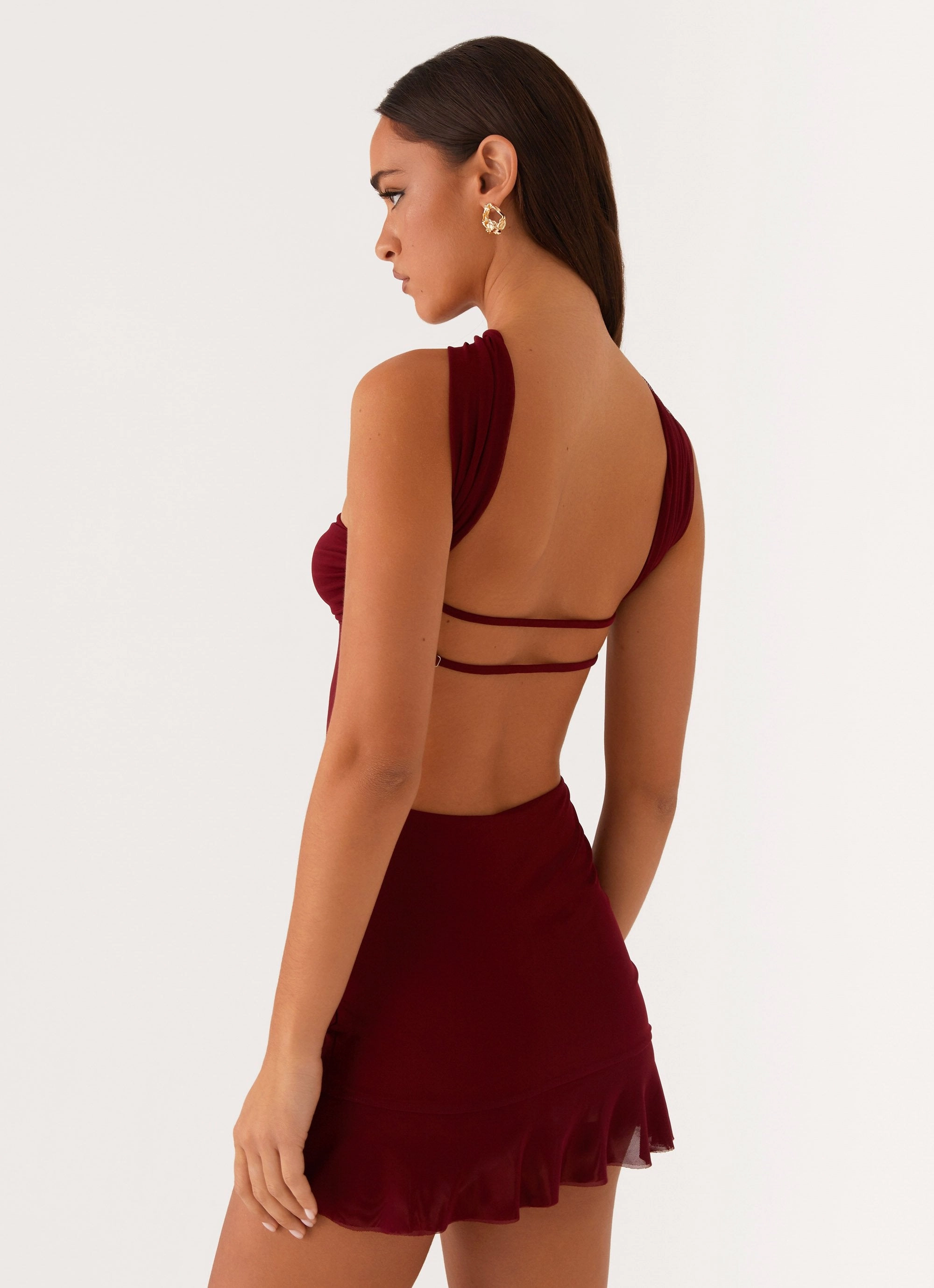 Chic Spirit Chic and Flattering Pari Open Back Mini Dress - Mulberry