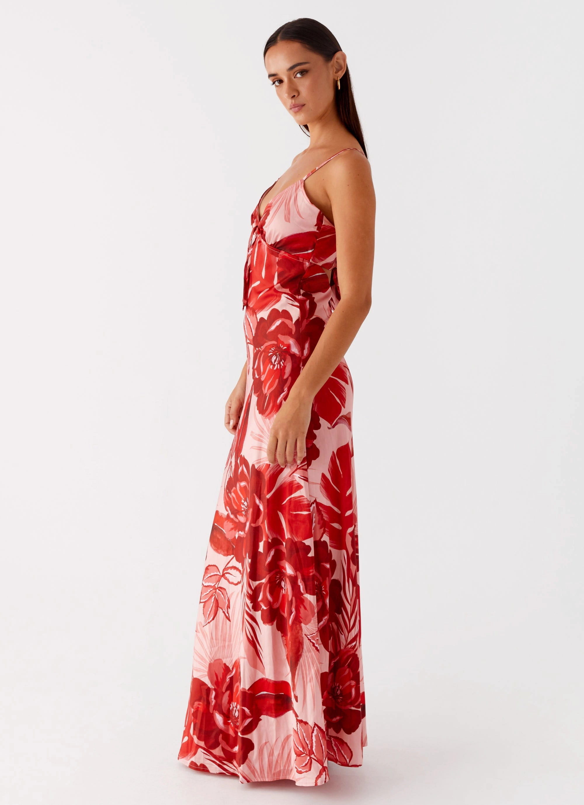 Easy Mood Flora Satin Maxi Dress - Sicily Sunsets Print