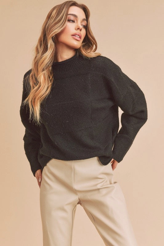 Ryleigh Mock Neck Sweater - Black (FINAL SALE) Fade Resistant Coating Mesh Lining