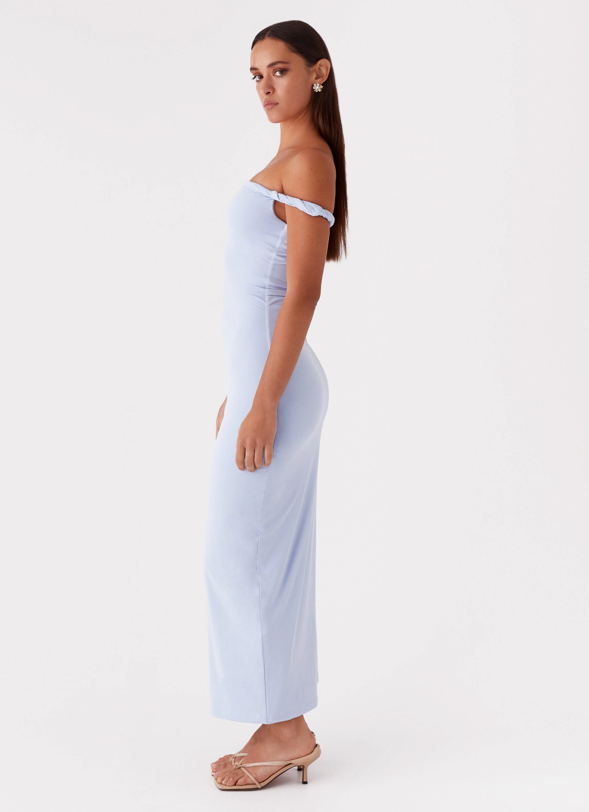 Arabella Twist Shoulder Maxi Dress - Blue Trendy Fit