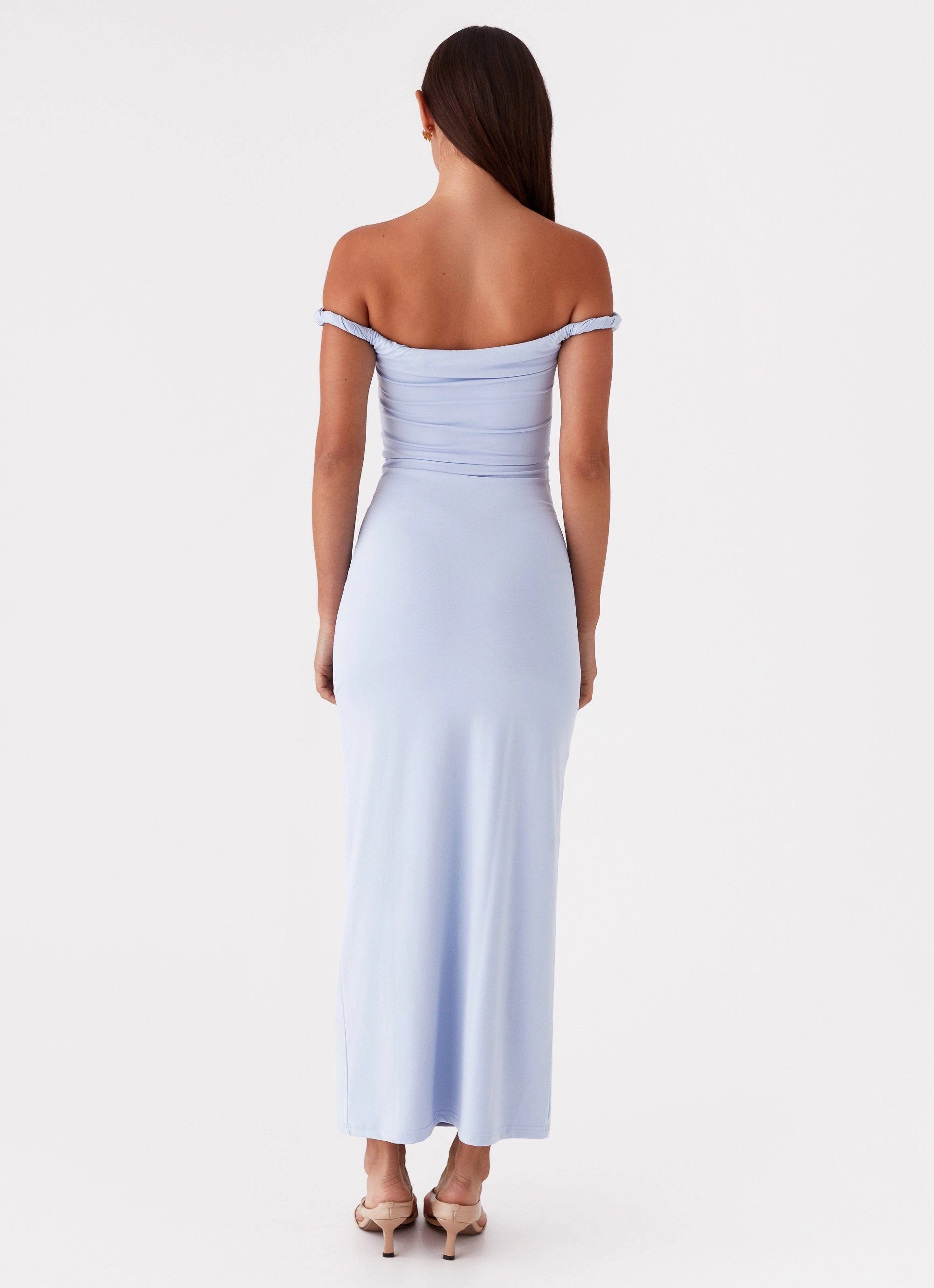 Arabella Twist Shoulder Maxi Dress - Blue Wrap-Style