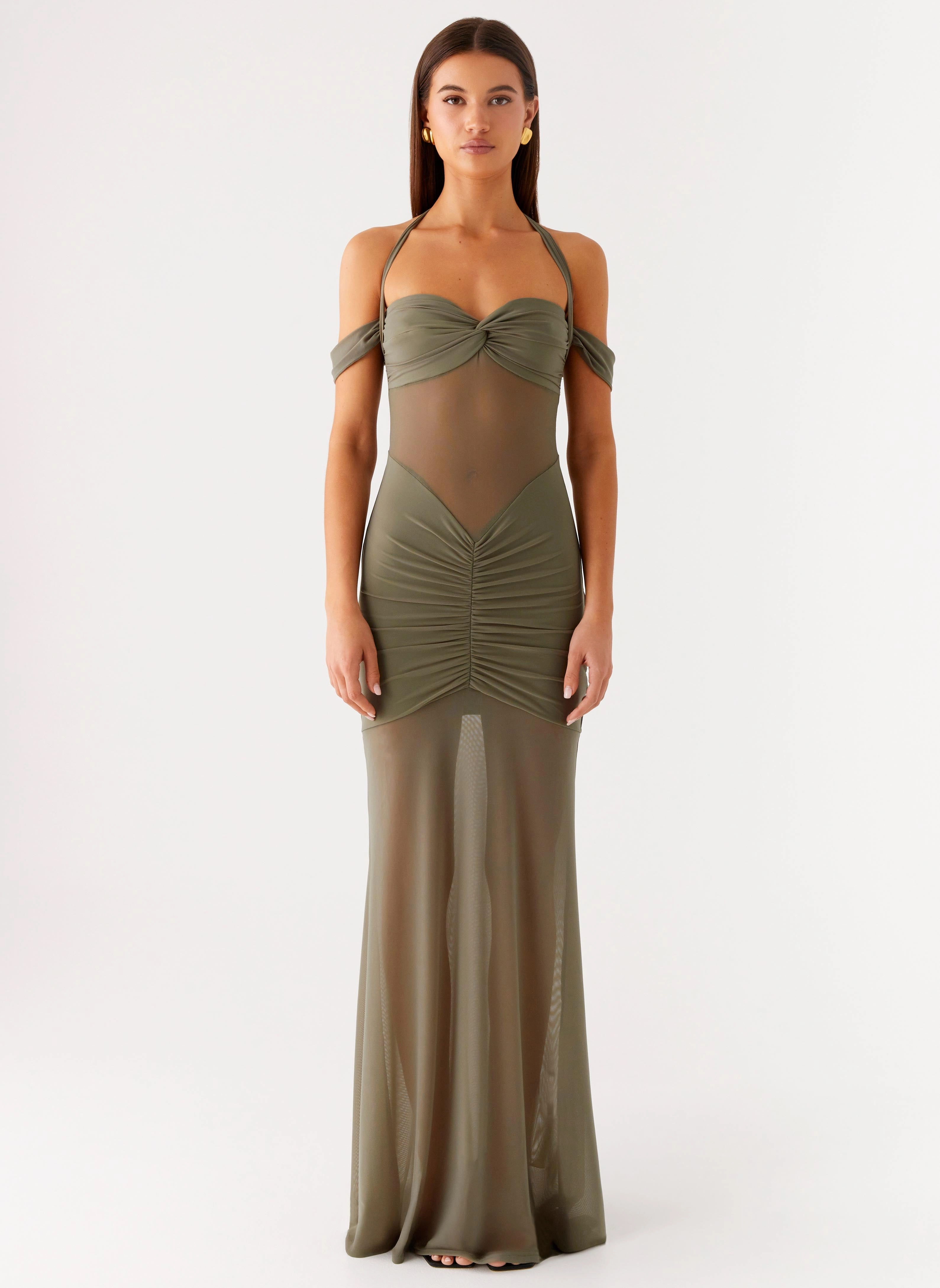 Ivy Lane Maxi Dress - Olive soft look