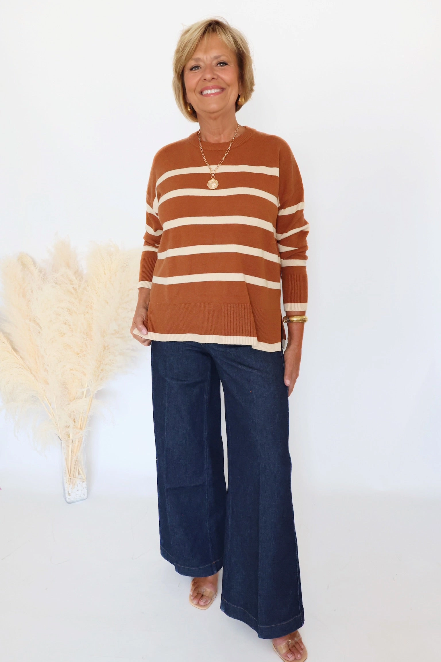 High Neckline Structure SPANX Wide Leg Jeans