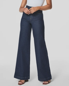 SPANX Wide Leg Jeans Sustainable Manufacturing Ribbed Hemline