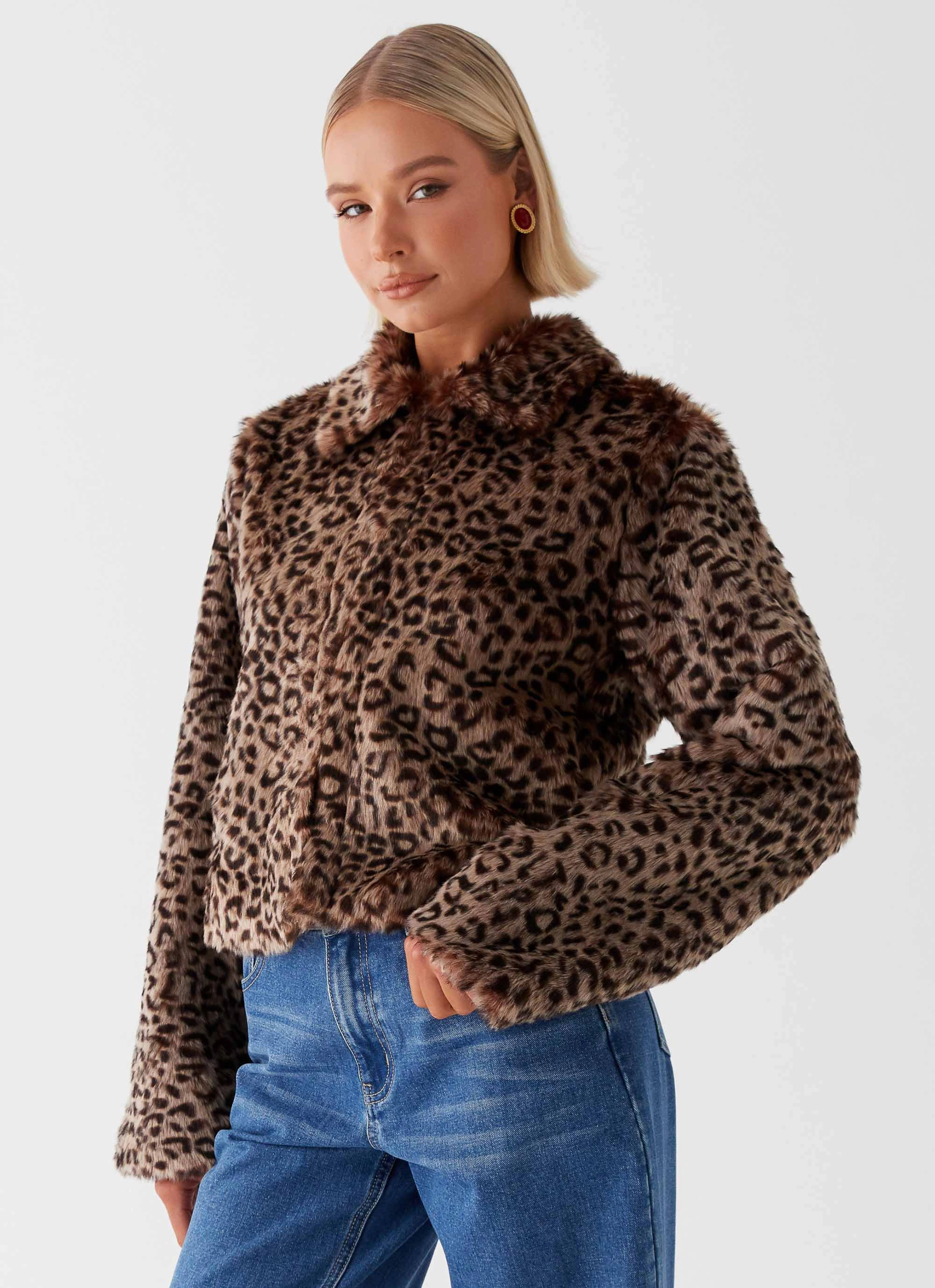 Raleigh Fur Jacket - Leopard Formal Use Snag Free Surface
