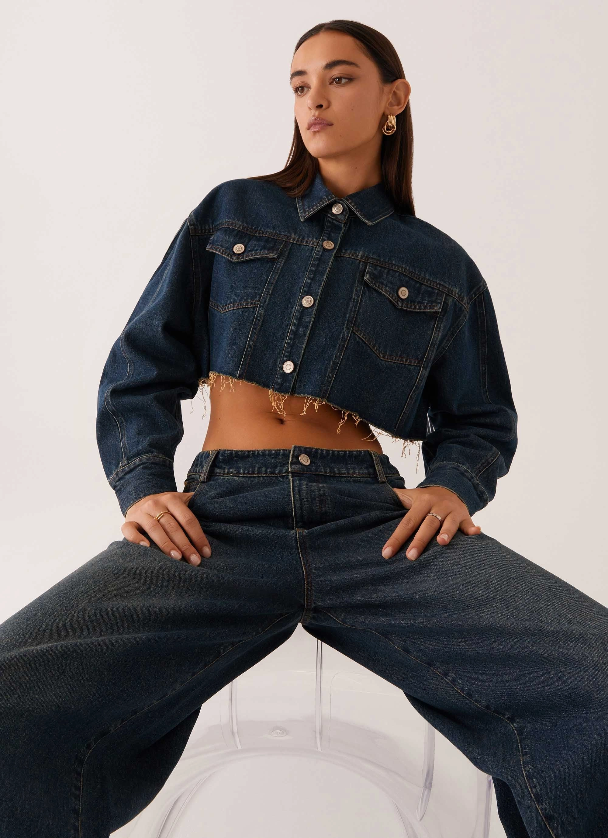 Colorado Cropped Jacket - Blue Shock Absorbent Padding