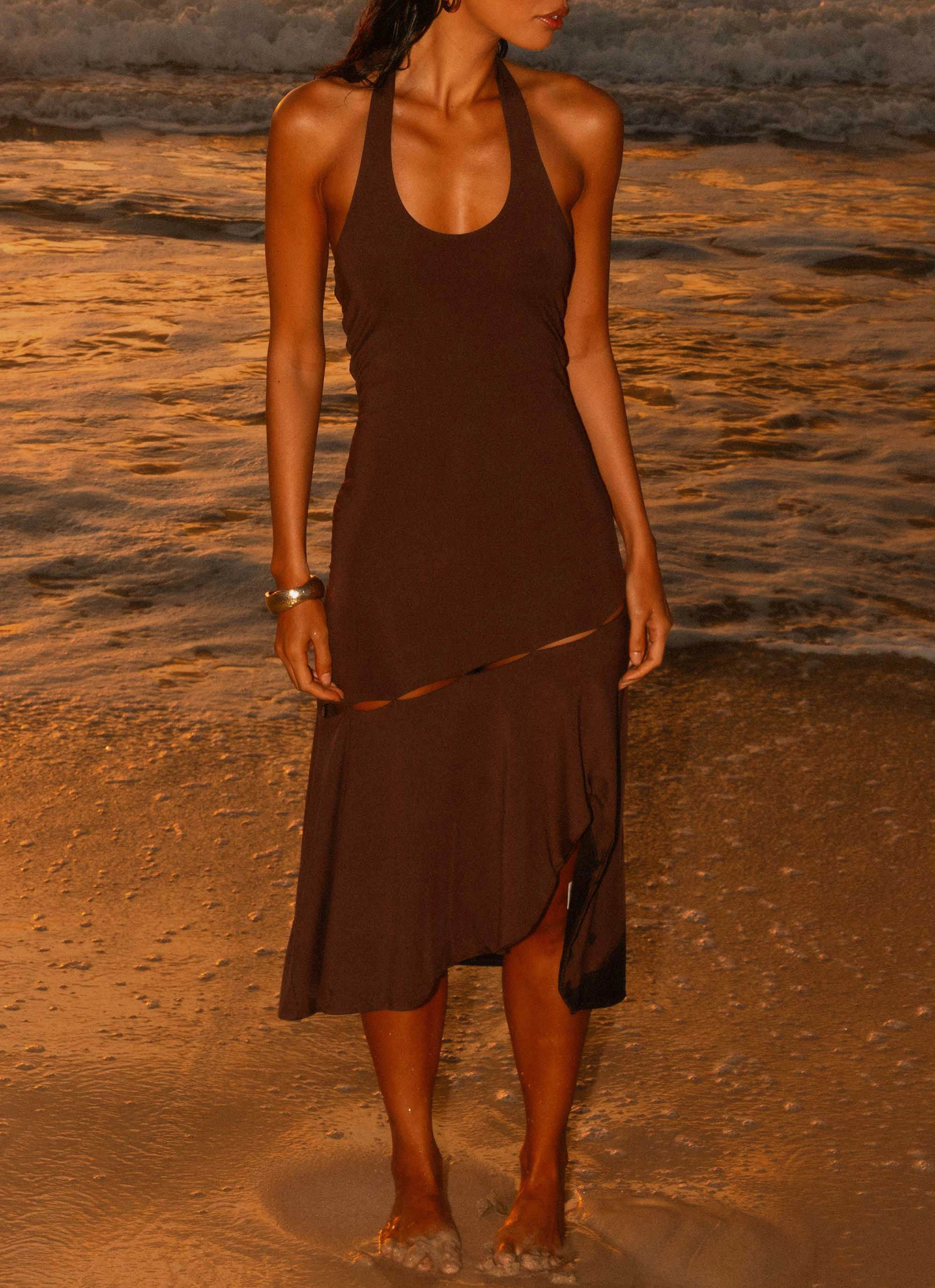 Soft Comfort Crystal-Detail Fast Times Midi Dress - Chocolate