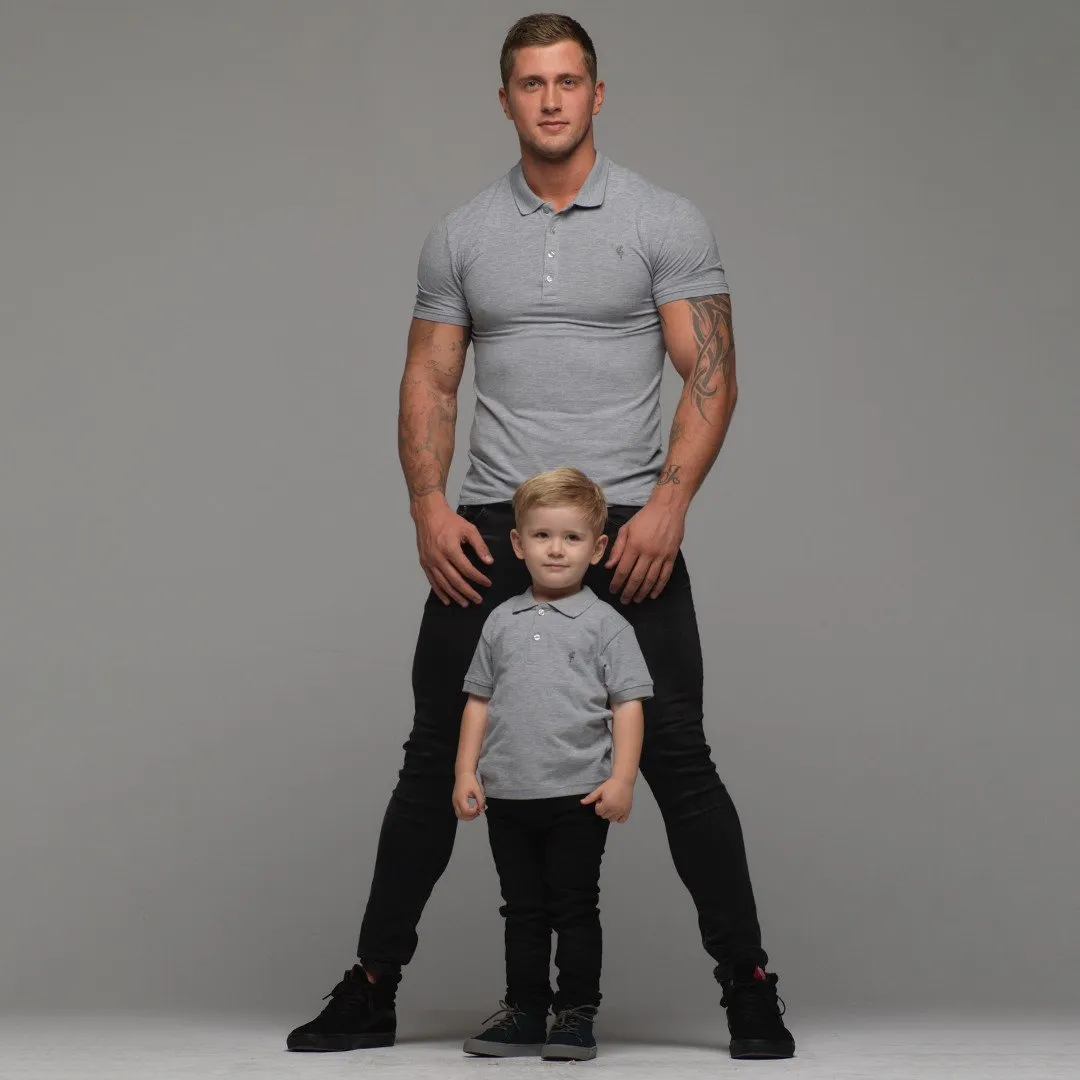 Father Sons Boys Classic Grey Polo Shirt - FSB018