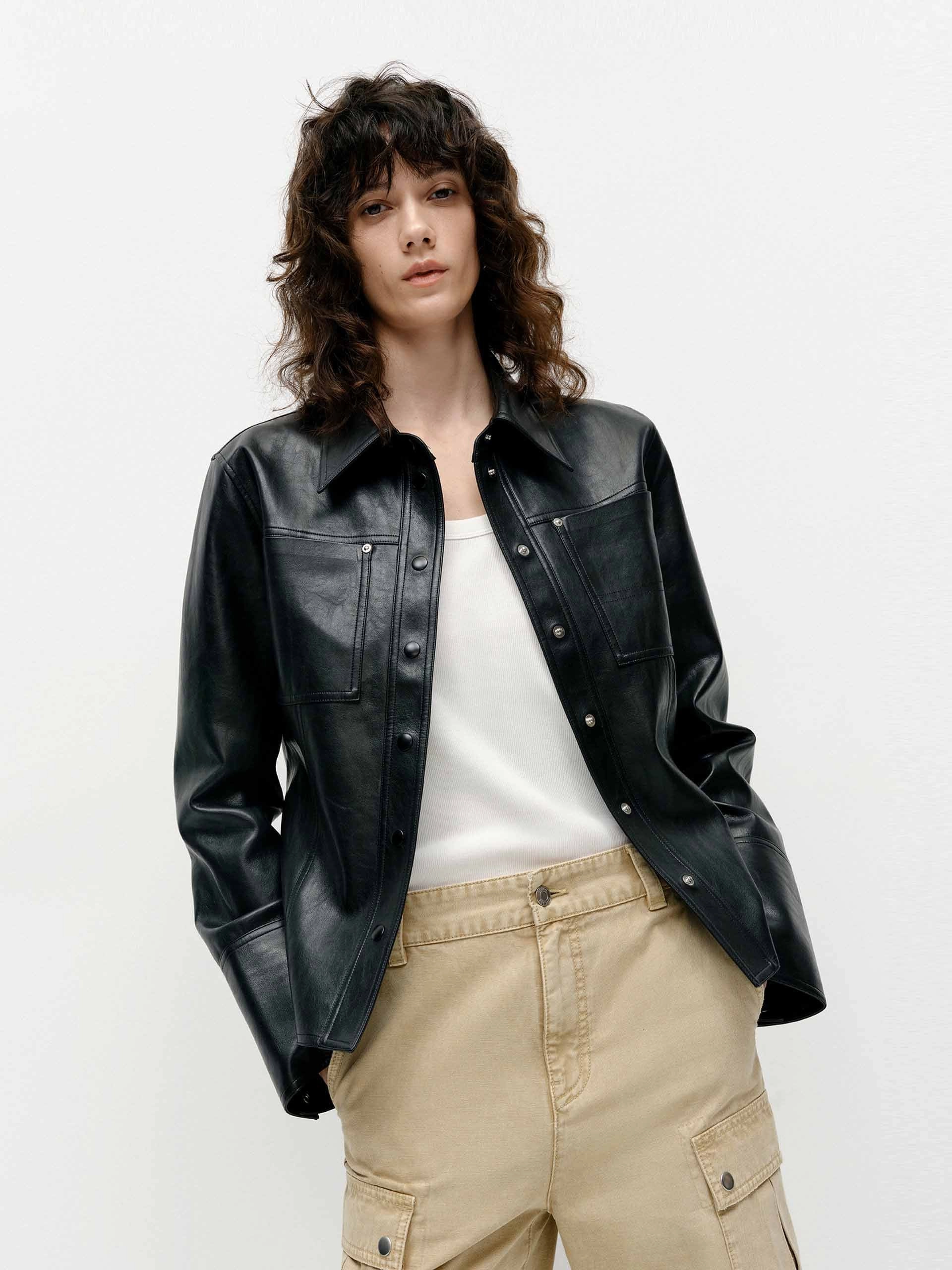 Faux Leather Fitted Jacket