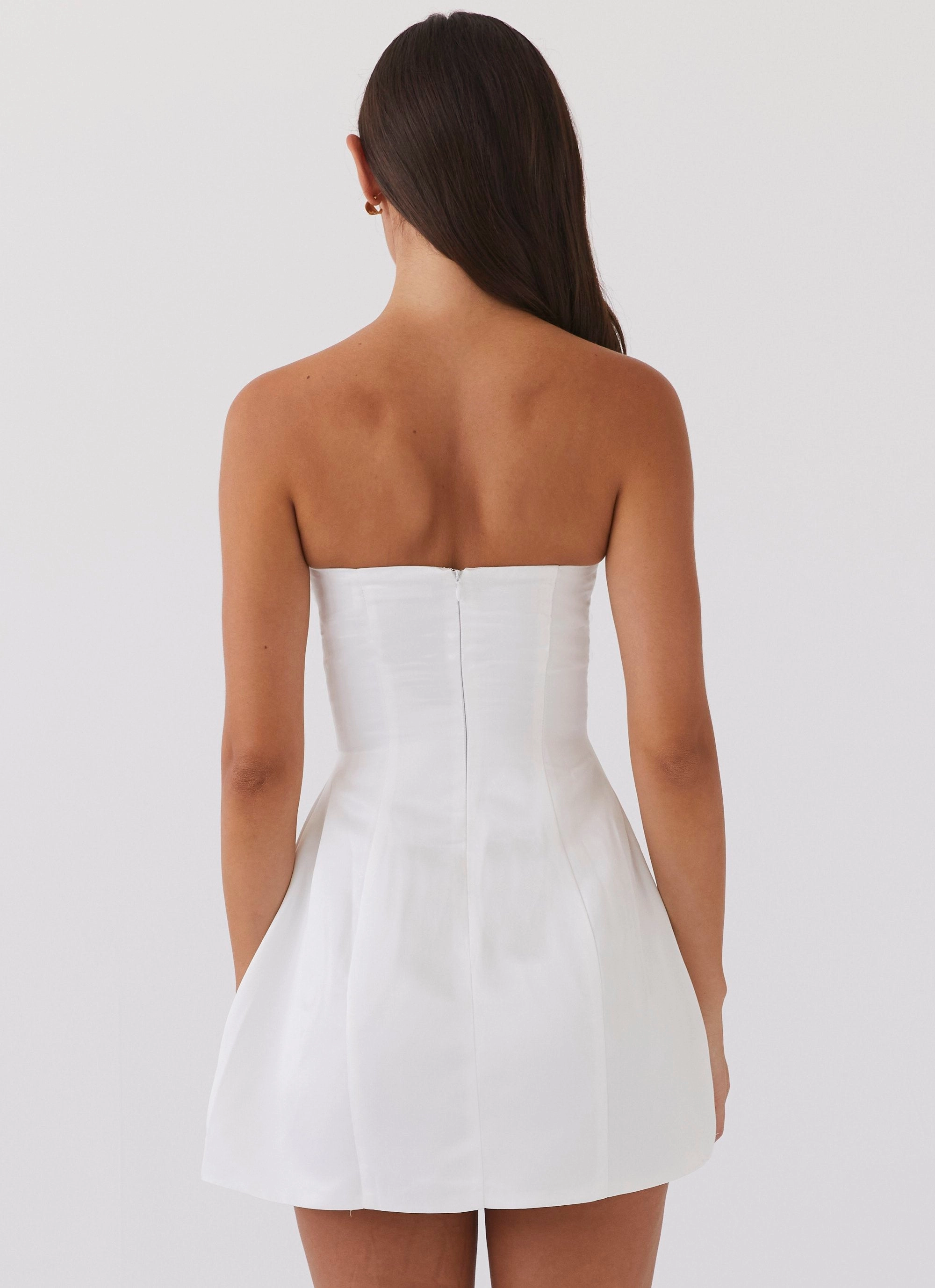 Girl Crush Bow Mini Dress - White Natural Drape