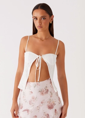 Yarn Dye Stripe Feed The Fire Top - White