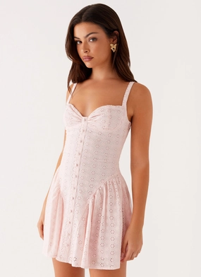 Feminine Charm Sugar Plum Mini Dress - Peach Sugar Plum Mini Dress - Peach Lunch Date