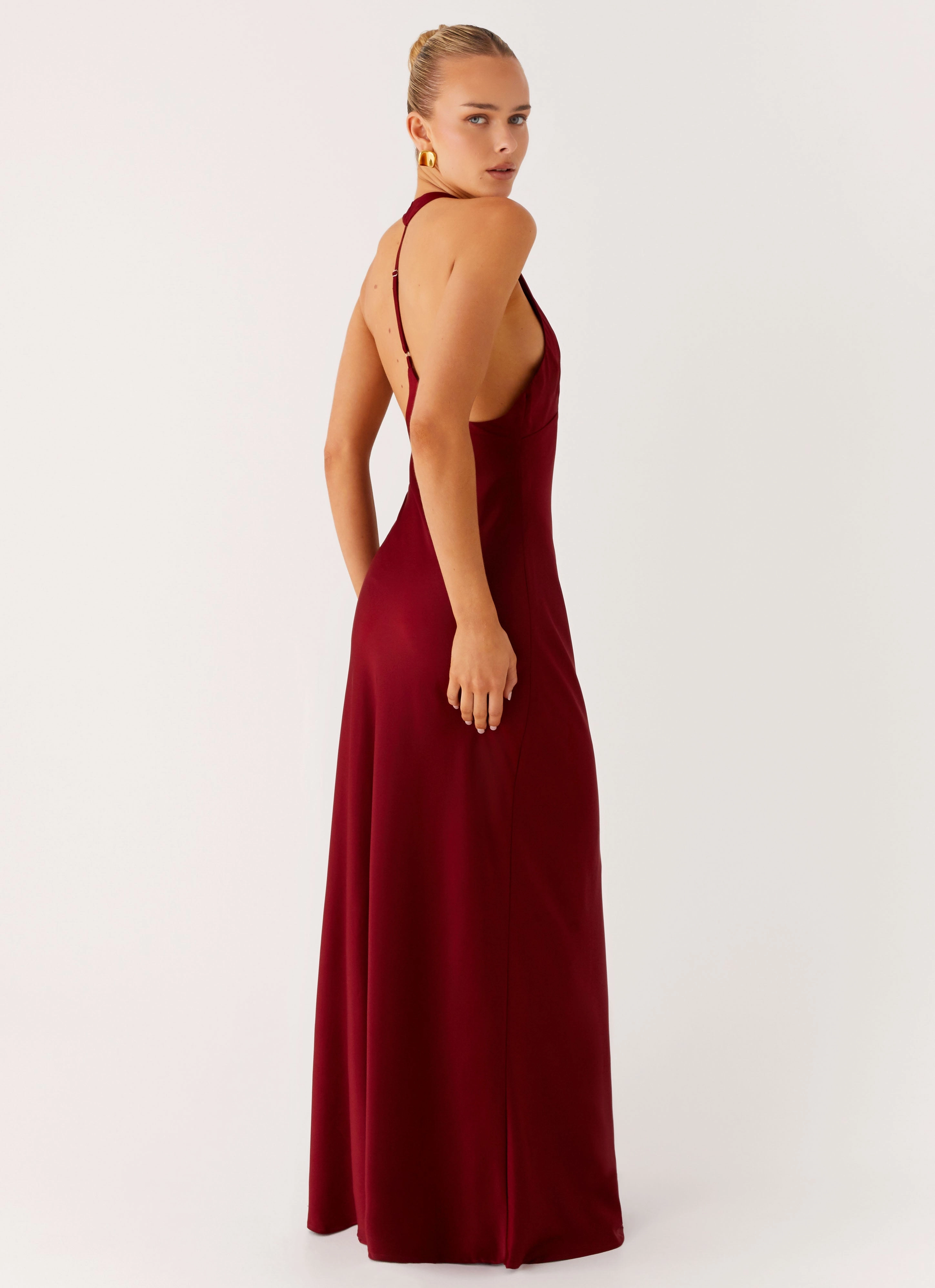 Angie Maxi Dress - Burgundy Wool-Blend