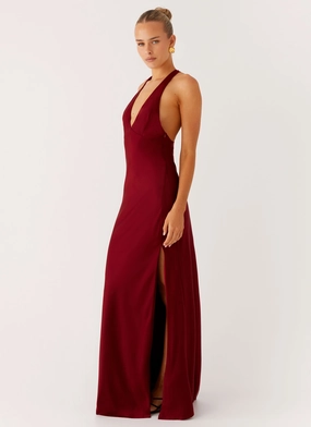 Comfortable casual dress Angie Maxi Dress - Burgundy