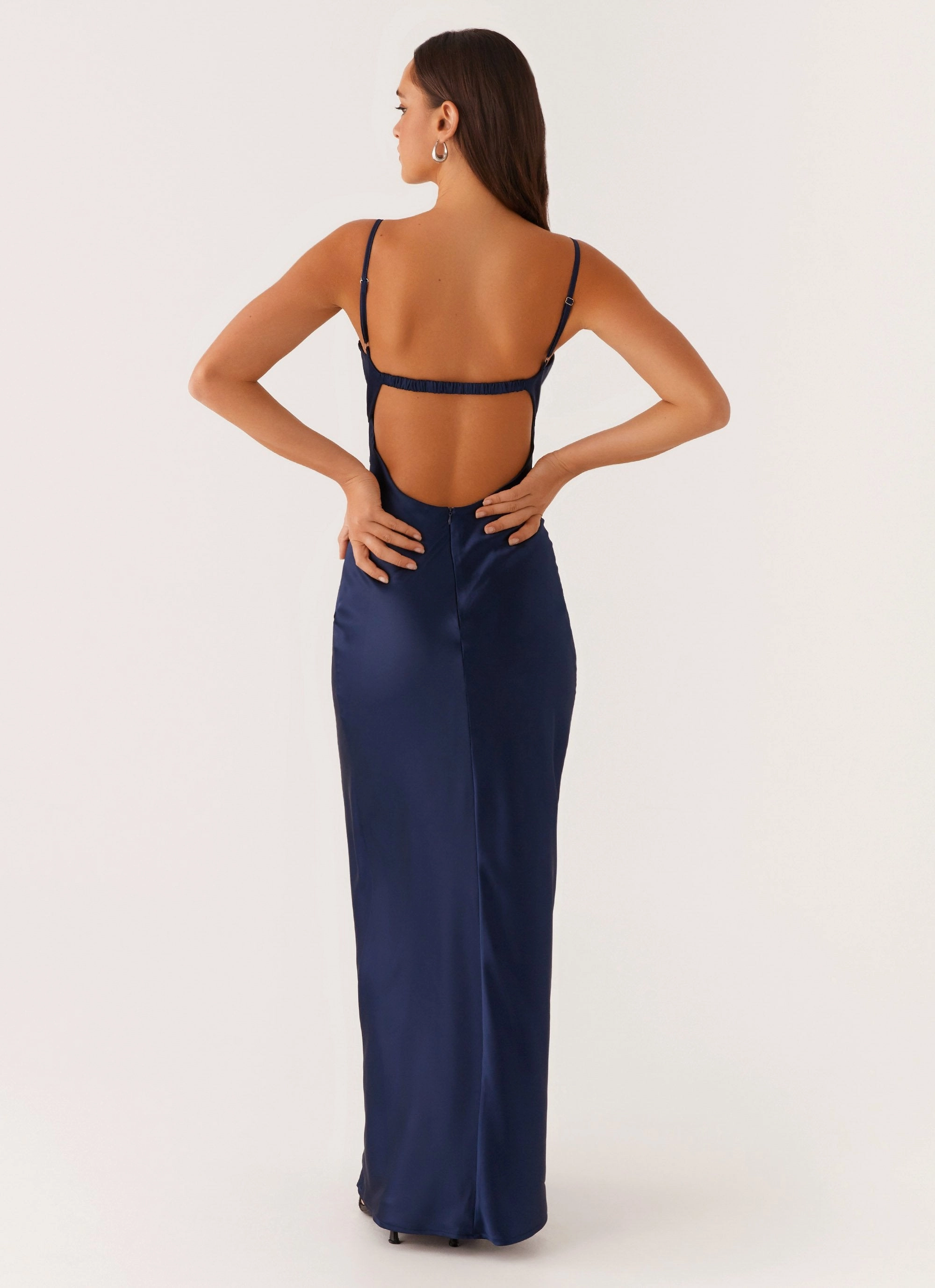 Stormie Satin Maxi Dress - Navy Fitted Design