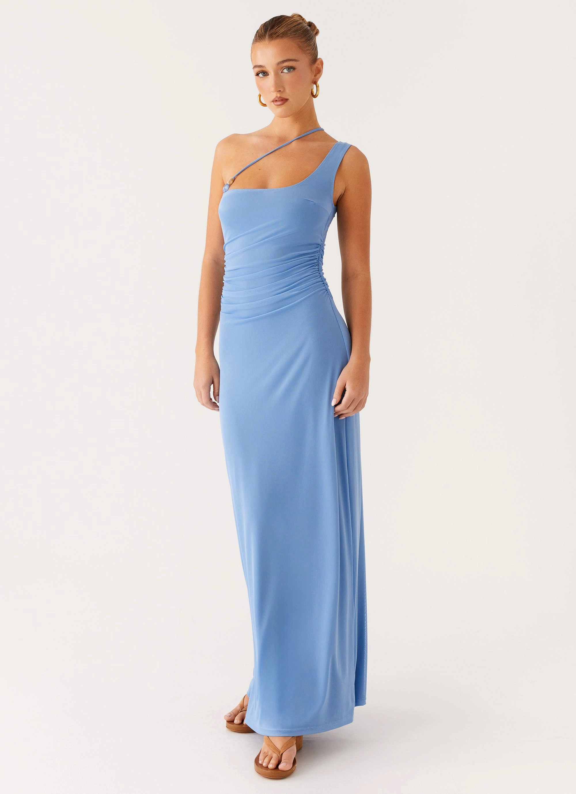 Larisa Maxi Dress - Cornflower Blue Straight-Cut