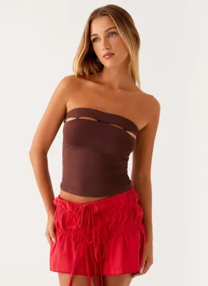 Fia Tube Top - Chocolate Soft Inner Lining Fia Tube Top - Chocolate Workout Apparel PaddedInsulation