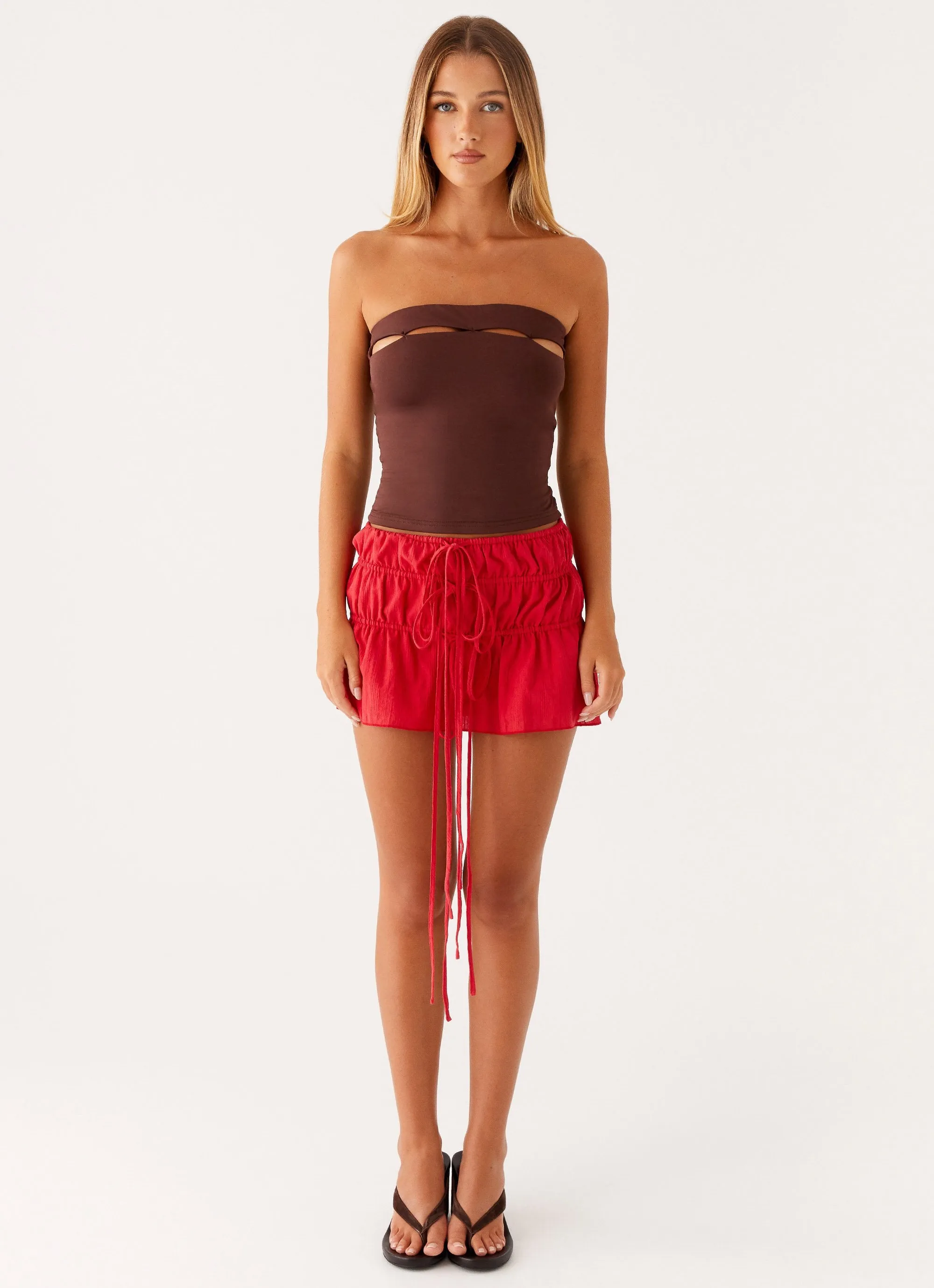 Friction Reducing Finish Comfy Cardigan Fia Tube Top - Chocolate