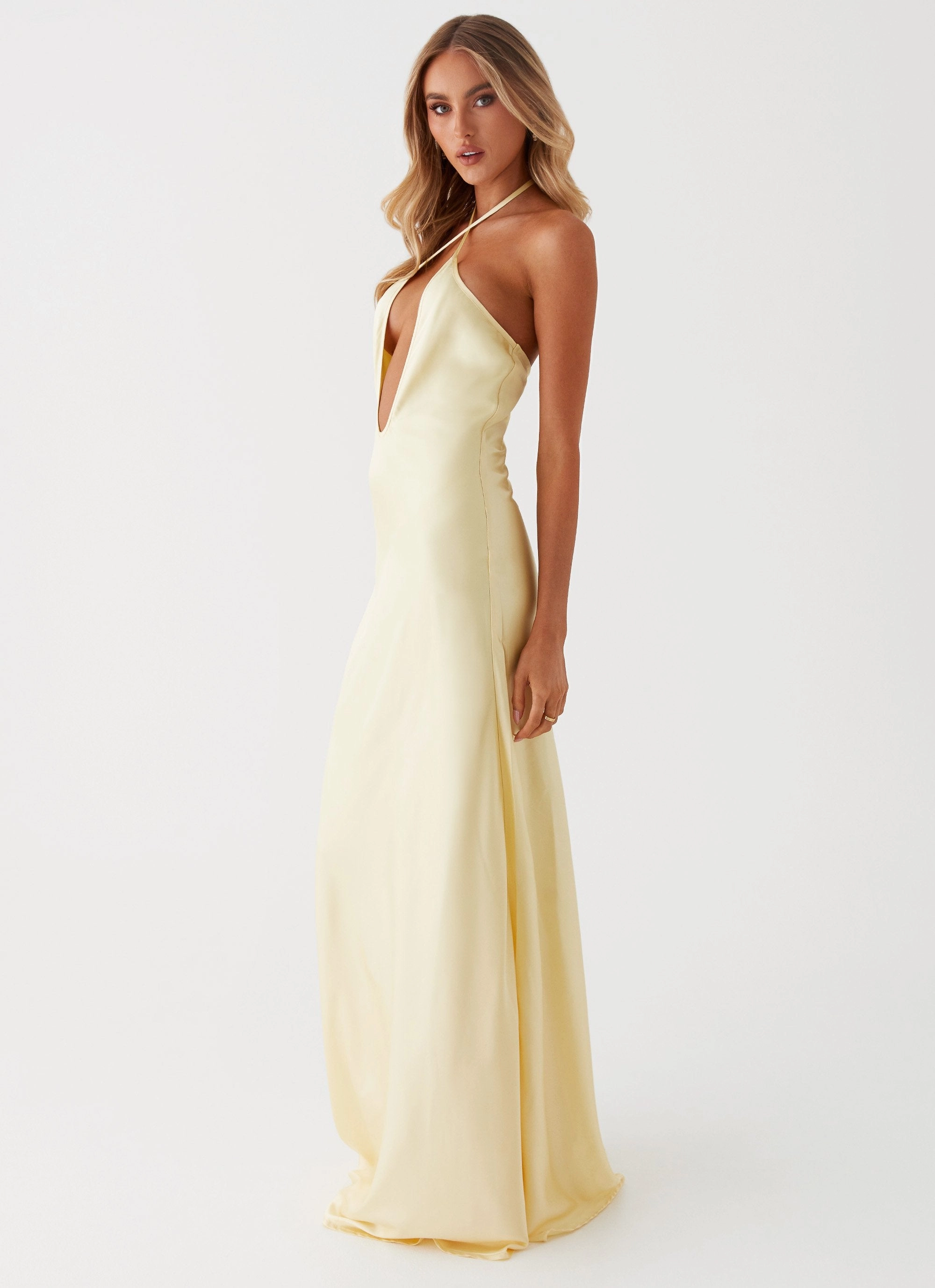 classic waist Vibrant Tone Noir Symphony Maxi Dress - Yellow