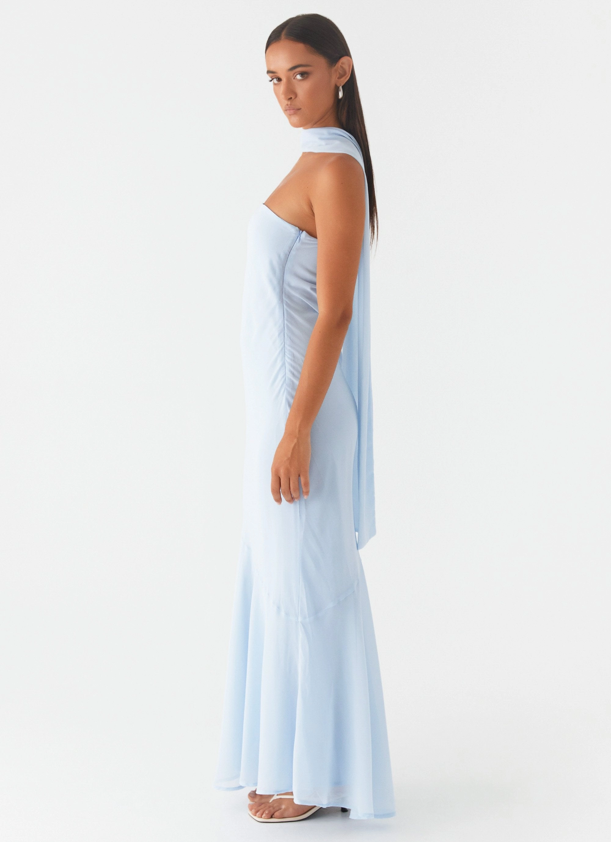 Flattering Waist Design Fit Under The Pagoda Maxi Dress - Blue