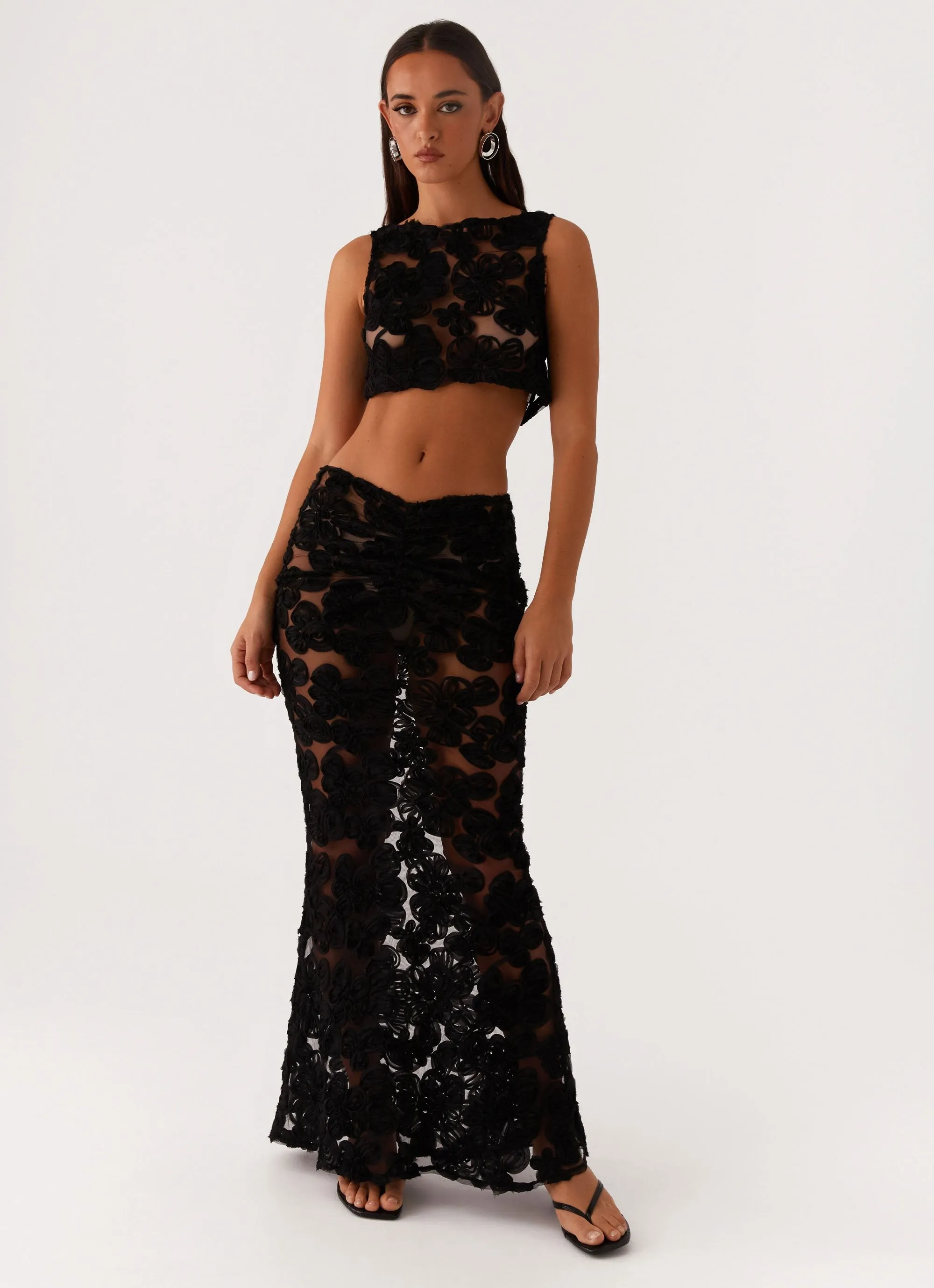 Soft Outfit Fiorella Floret Maxi Skirt - Black