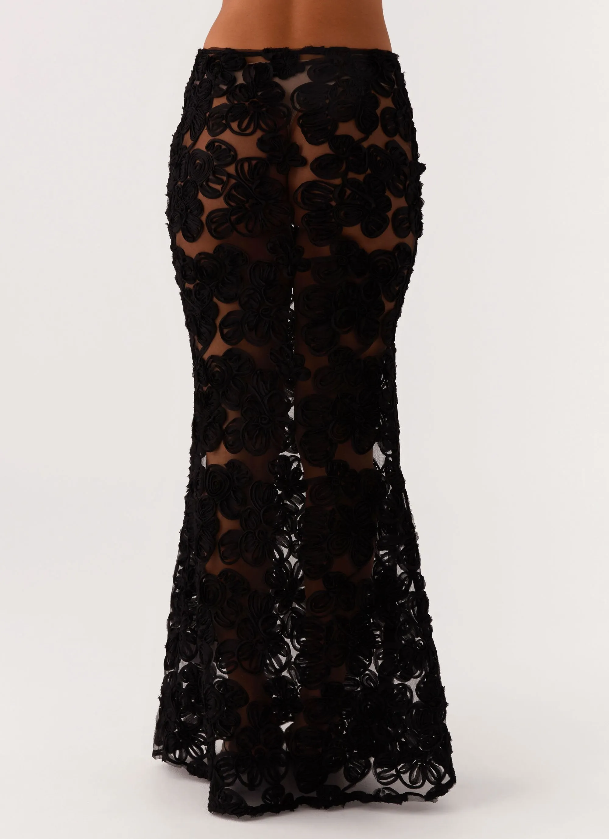 Fiorella Floret Maxi Skirt - Black Airy Feel