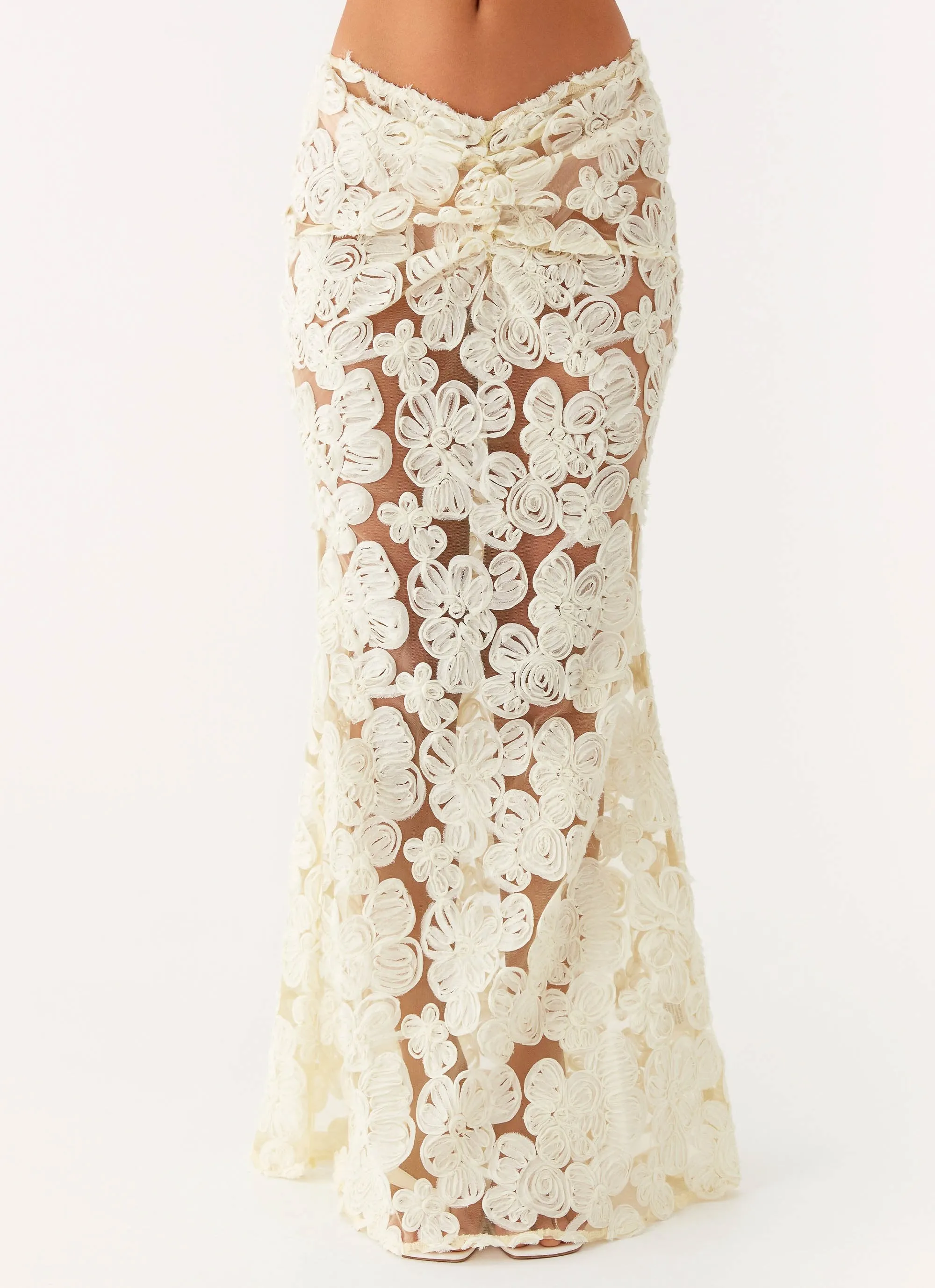 Essential Style party look Fiorella Floret Maxi Skirt - Yellow