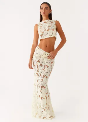 Fiorella Floret Maxi Skirt - Yellow Soft Palette Layered Style