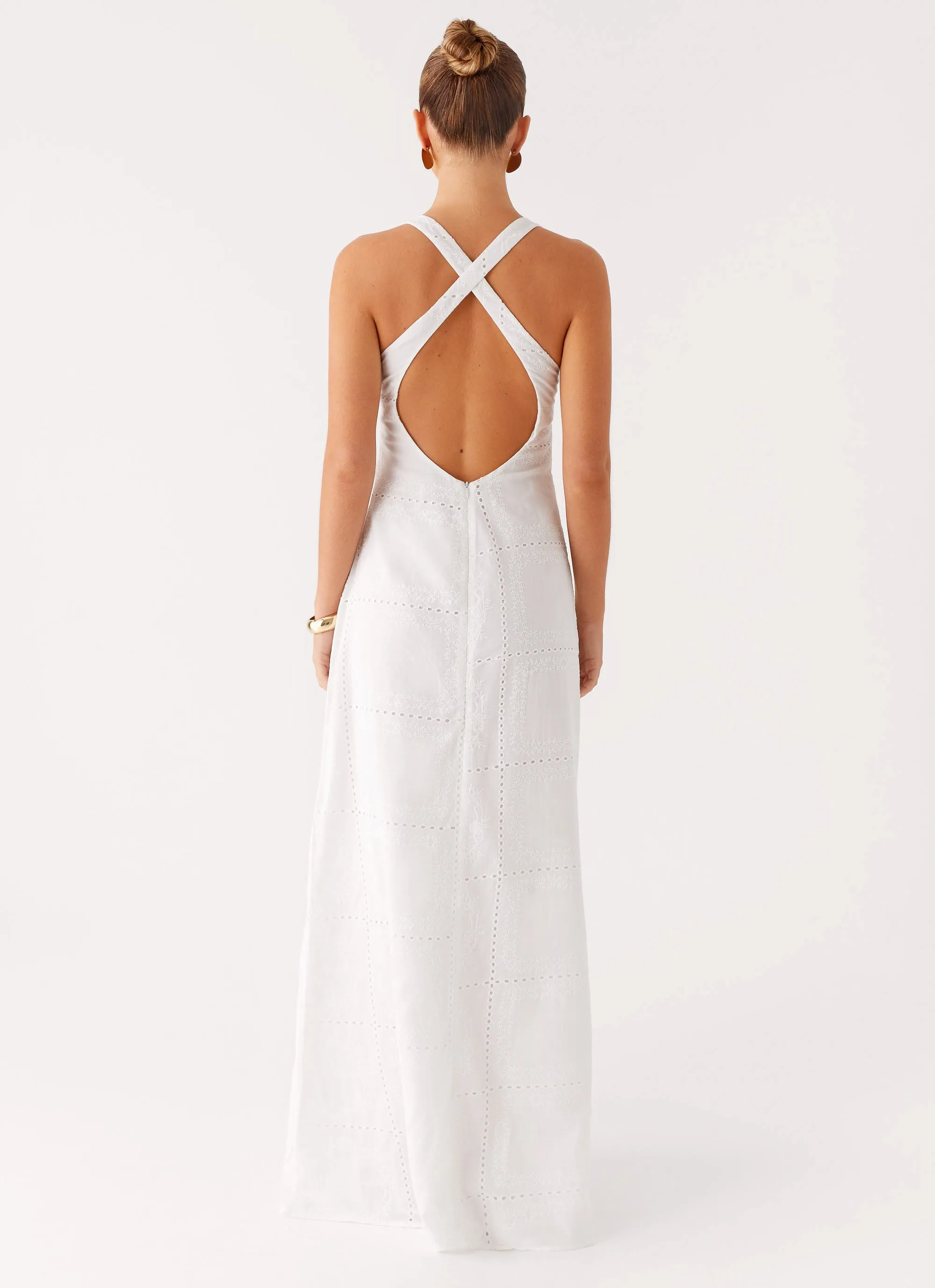 Mountain Escape formal dinner Kiana Halter Maxi Dress - White