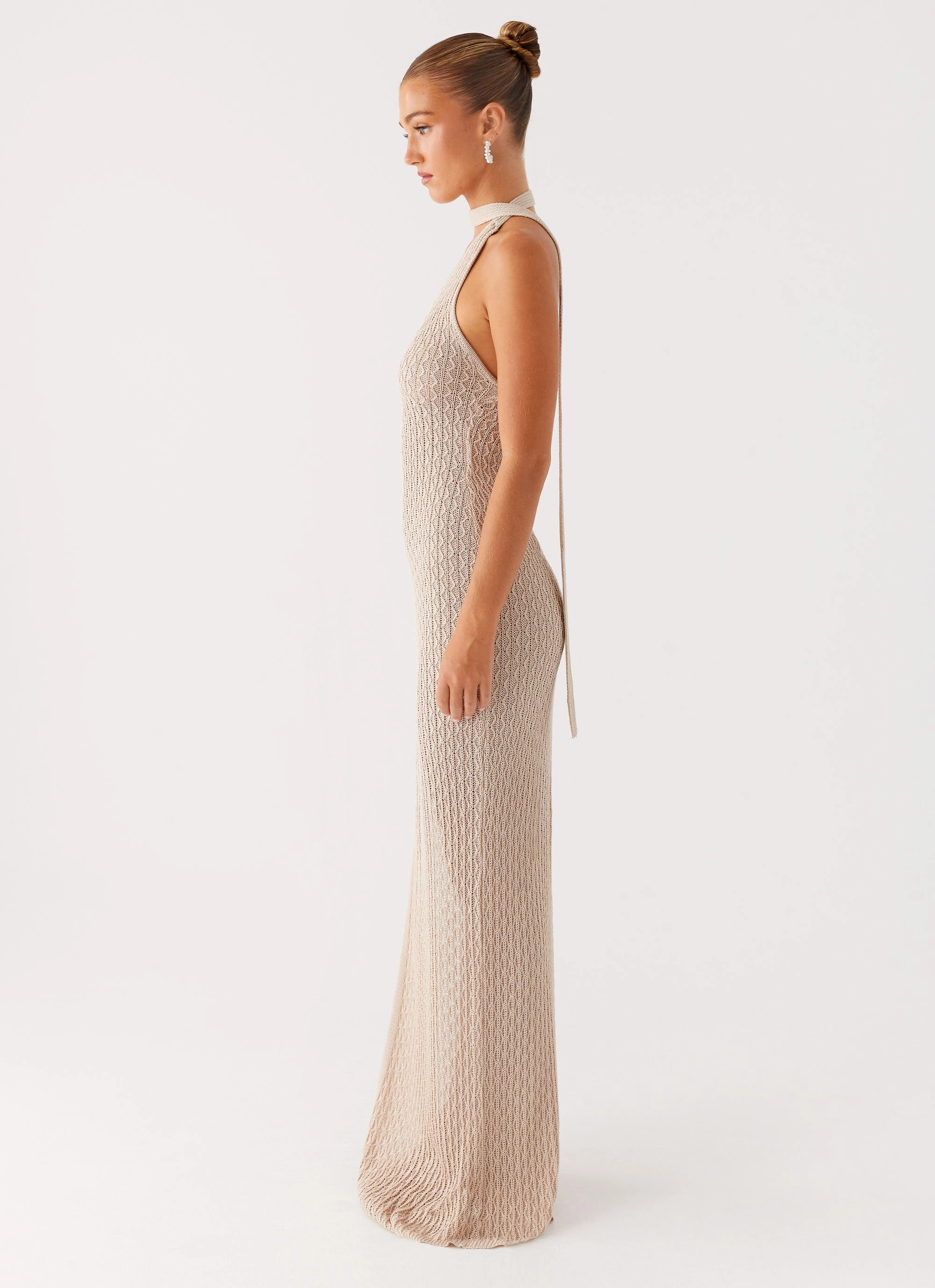 Carryn Knit Maxi Dress - Beige Beauty Feel