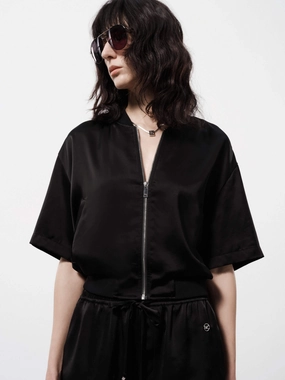 Fitted Satin Baseball Jacket Fitted Satin Baseball Jacket