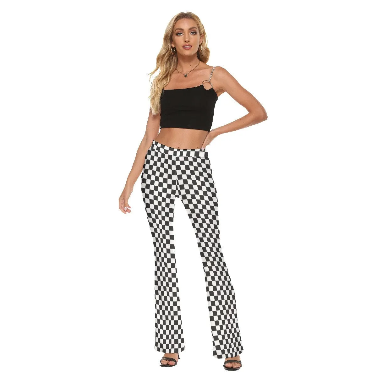 Flare Pants, Checker Pants, Black Checker Pants, Women's Flare Pants, Retro Flare Pants, Retro checker flare pants, Wide leg pants Women