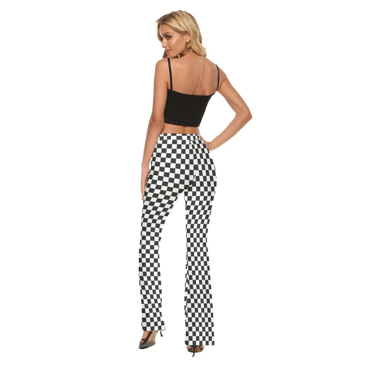 Flare Pants, Checker Pants, Black Checker Pants, Women's Flare Pants, Retro Flare Pants, Retro checker flare pants, Wide leg pants Women