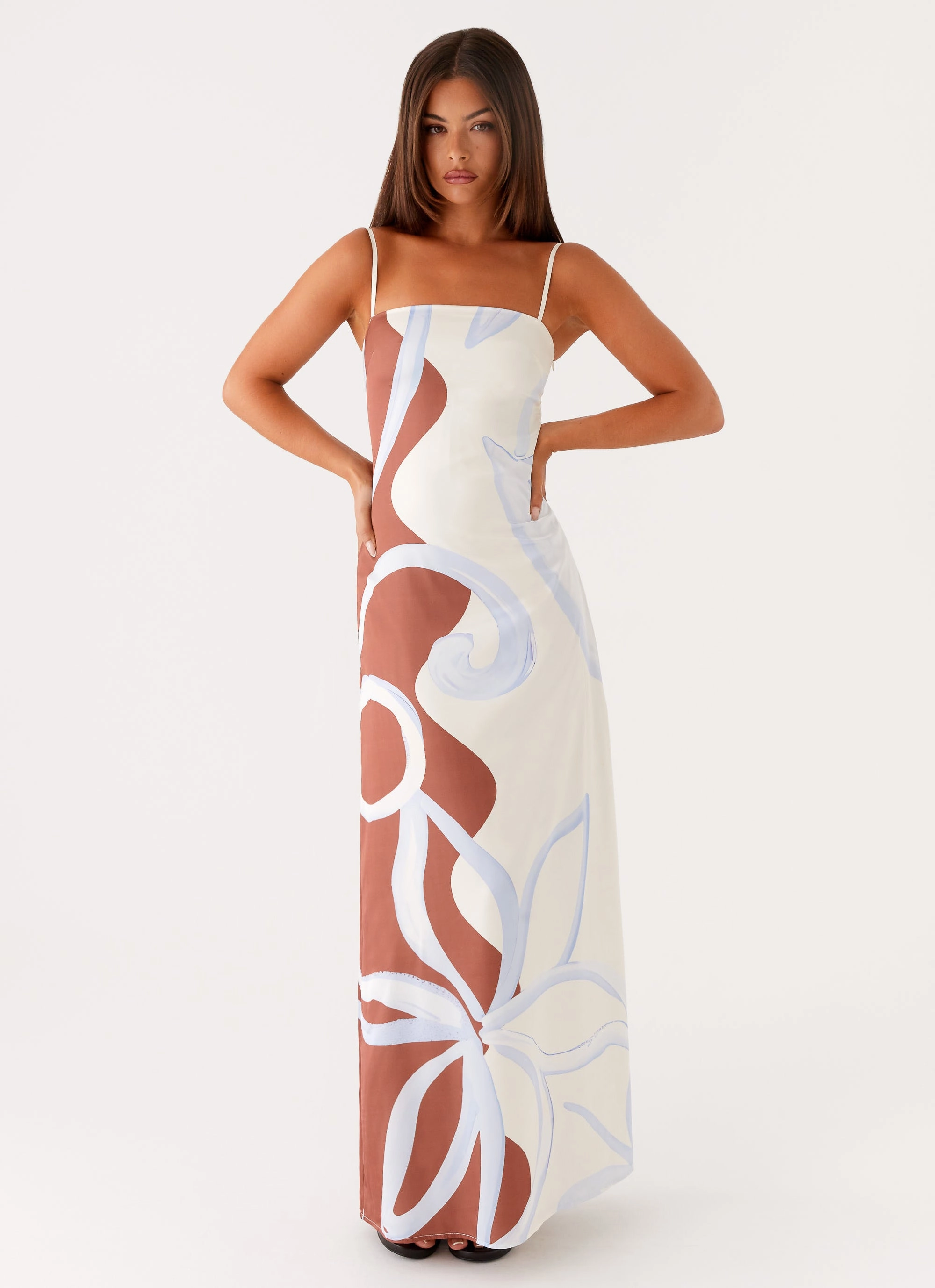 Subtle Glam Aster Bloom Maxi Dress - Bloom Wave Print