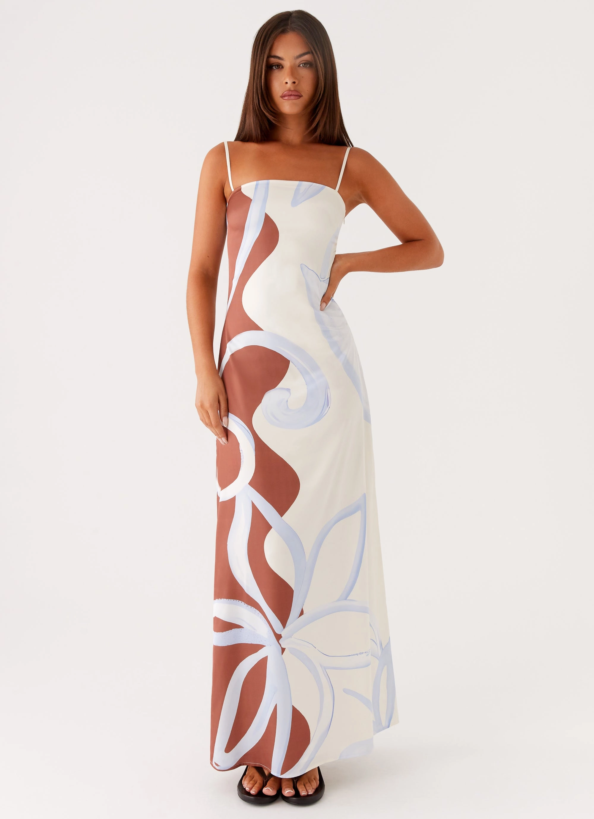 Subtle Texture Aster Bloom Maxi Dress - Bloom Wave Print