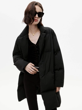 Flat Collar Mid Puffer Coat Flat Collar Mid Puffer Coat