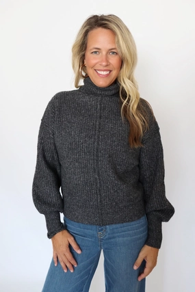 Flatlock Seam Finish Ariana Sweater- Black (FINAL SALE) Ribbed Collar Style Ariana Sweater- Black (FINAL SALE)