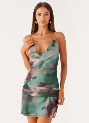 Flattering Comfort Cyna Cowl Mini Dress - Sea Splash Cyna Cowl Mini Dress - Sea Splash Love Soft