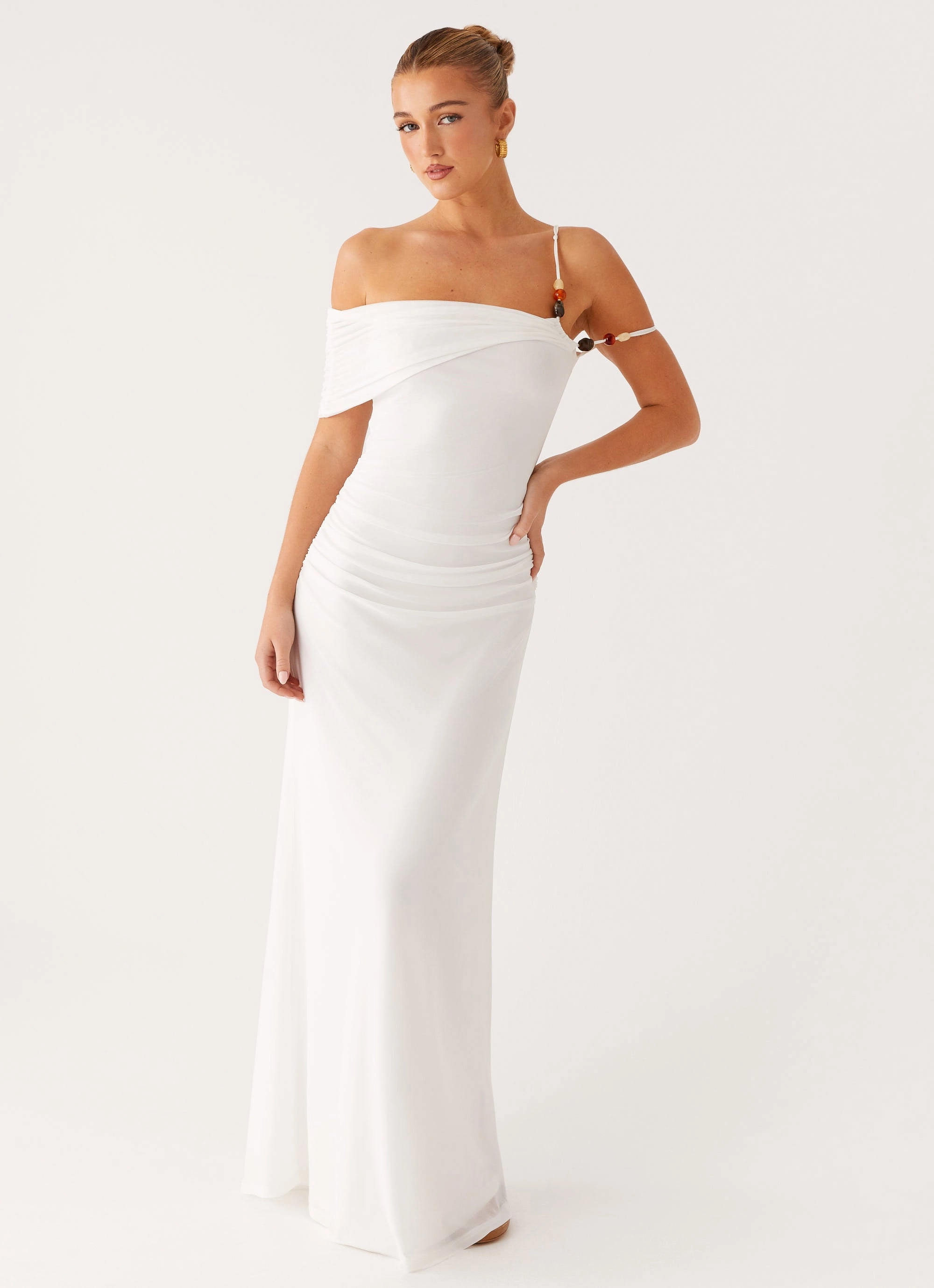 Conquer Maxi Dress - Off White Bold Design