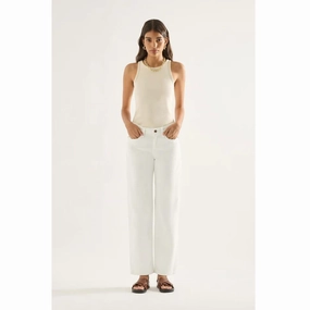 OUTLAND DENIM Elise Mid Straight Jean, Snow White ReflectiveTrim