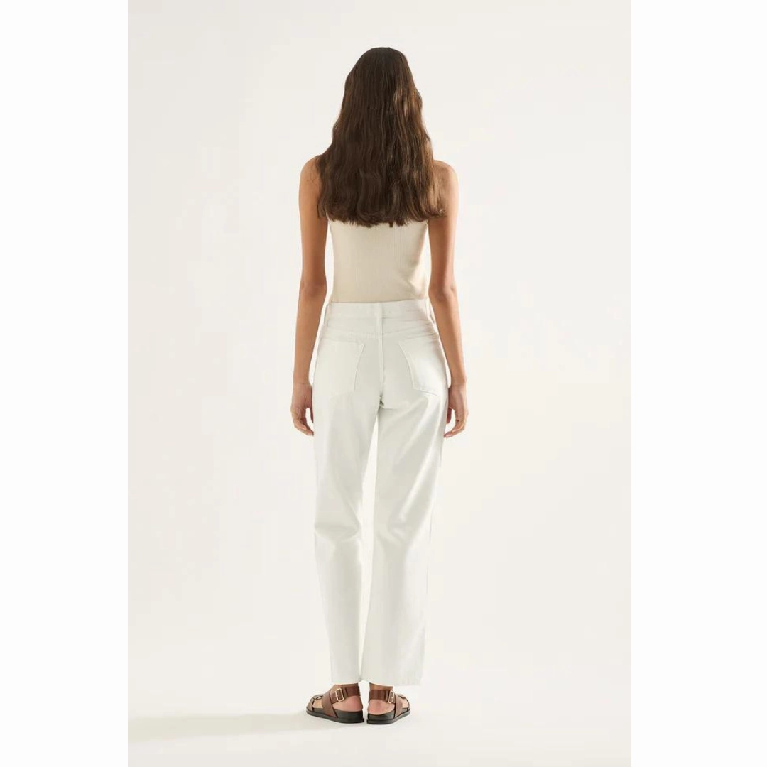 OUTLAND DENIM Elise Mid Straight Jean, Snow White Sporty Function