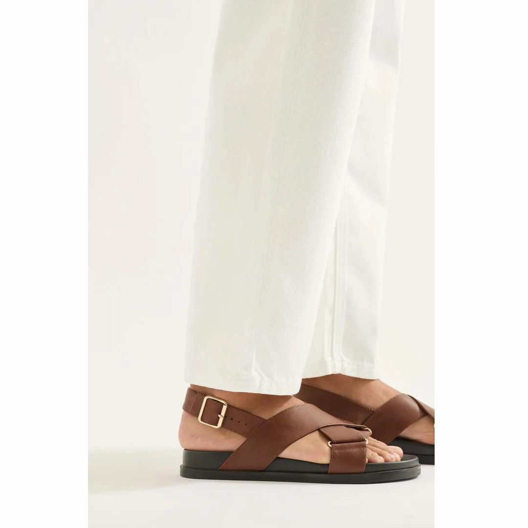 OUTLAND DENIM Elise Mid Straight Jean, Snow White Clean Cut