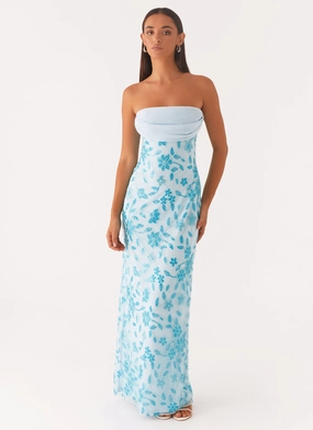Feminine Structure Prism Beaded Maxi Dress - Blue