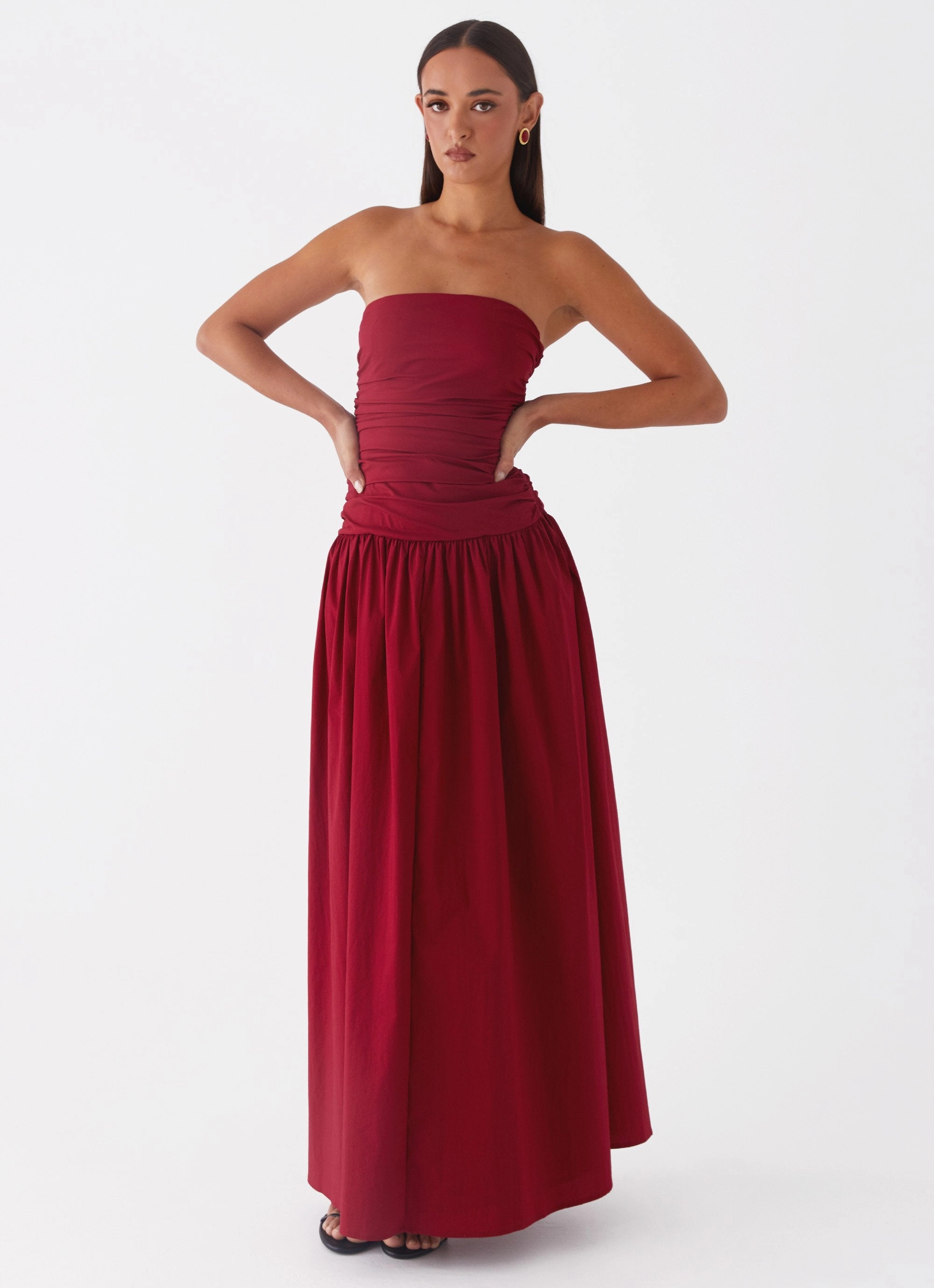 Carmel Maxi Dress - Merlot Stylish Waistband Design Feminine Comfort