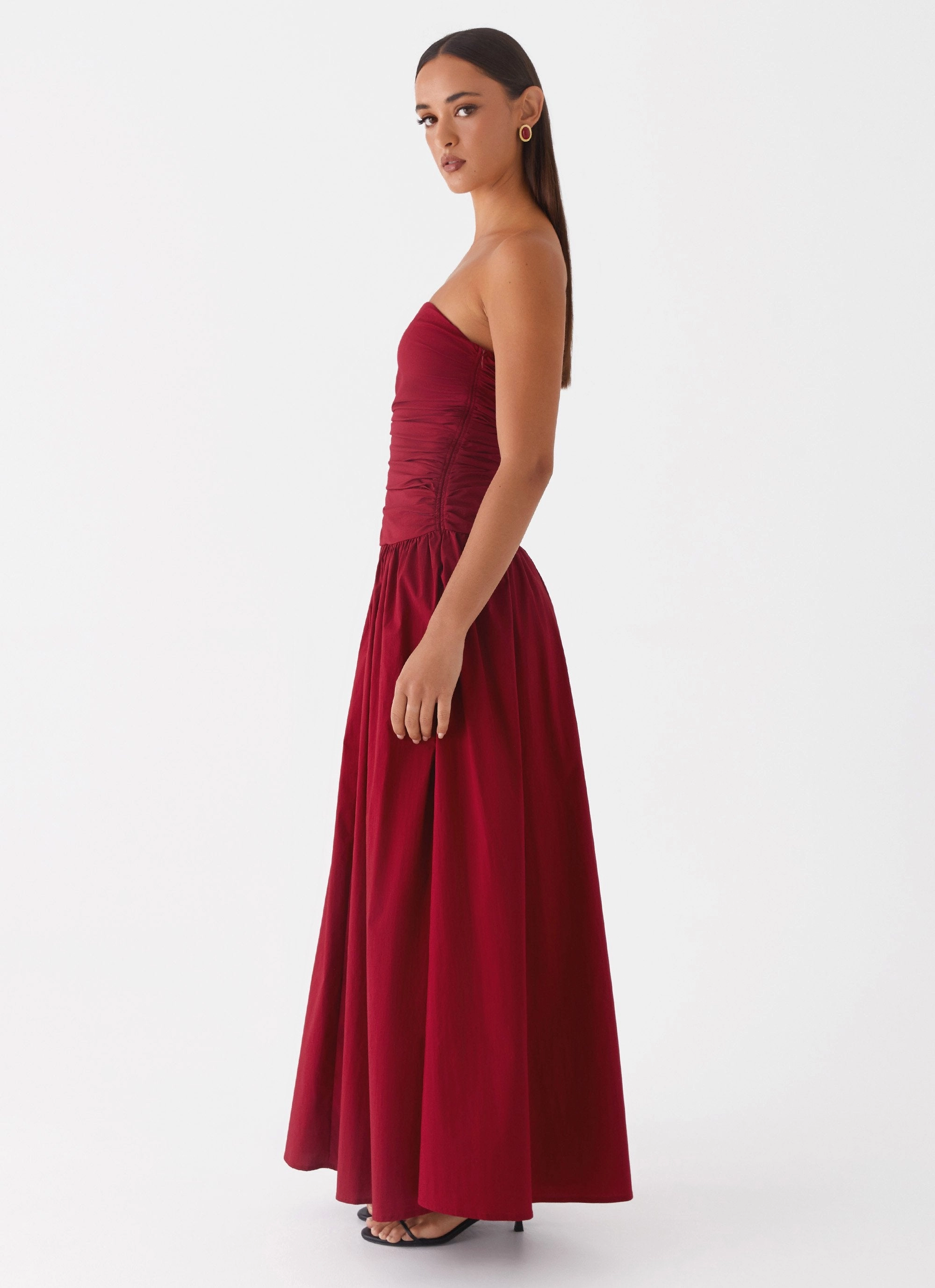 Crisp Detail Carmel Maxi Dress - Merlot