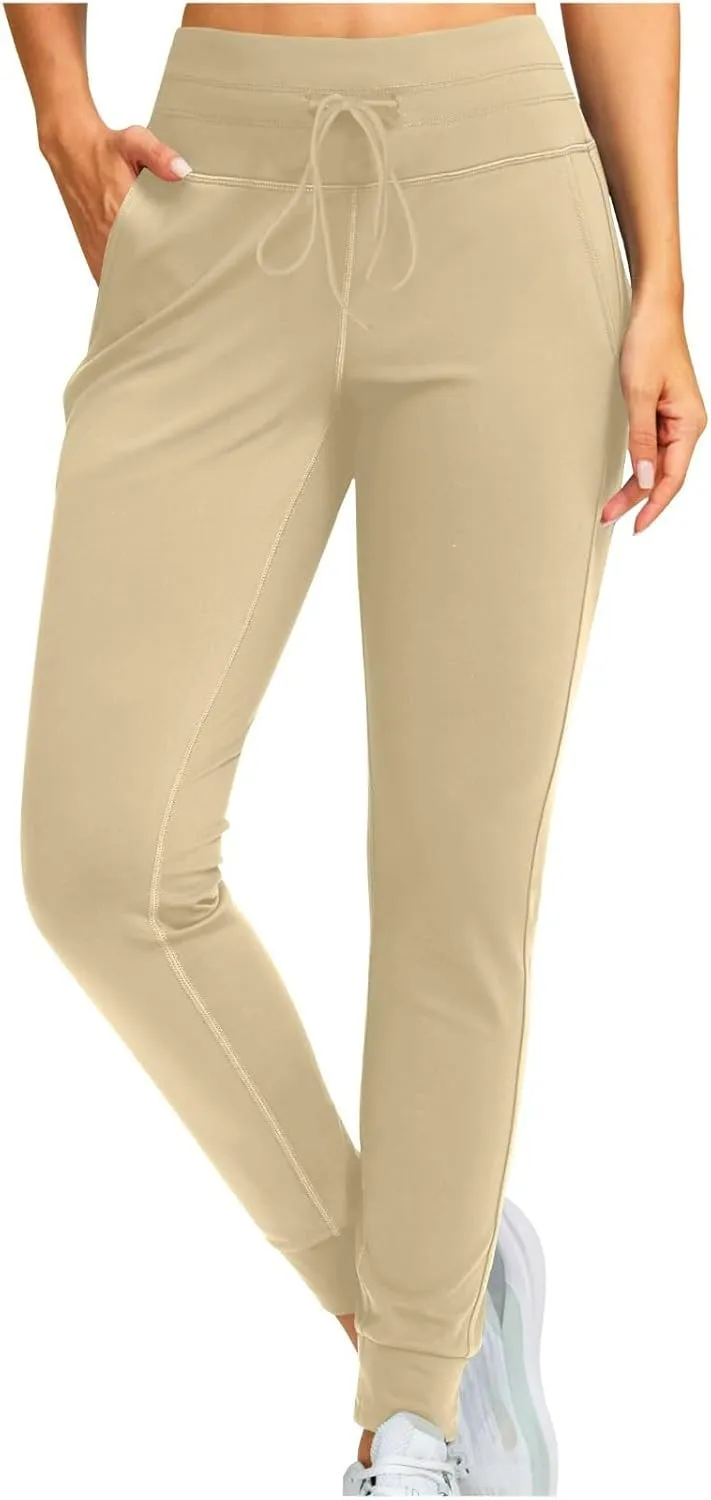 Fleece Lined Joggers Pants for Women High Waisted Water Resistant Thermal Sweatpants Winter Hiking Pants with Pocket