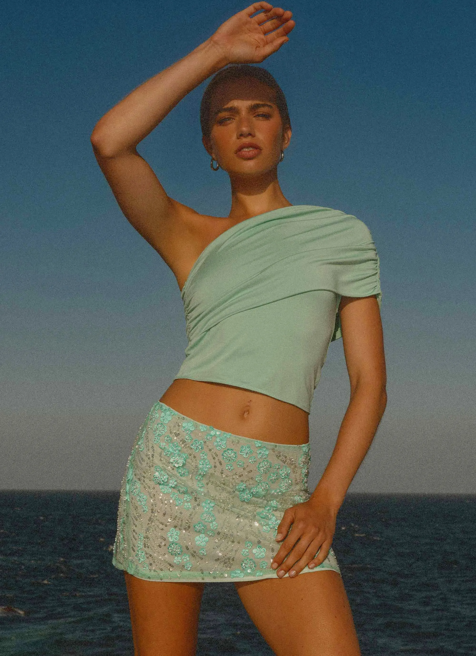 Collaboration Piece Kandi Mini Skirt - Mint