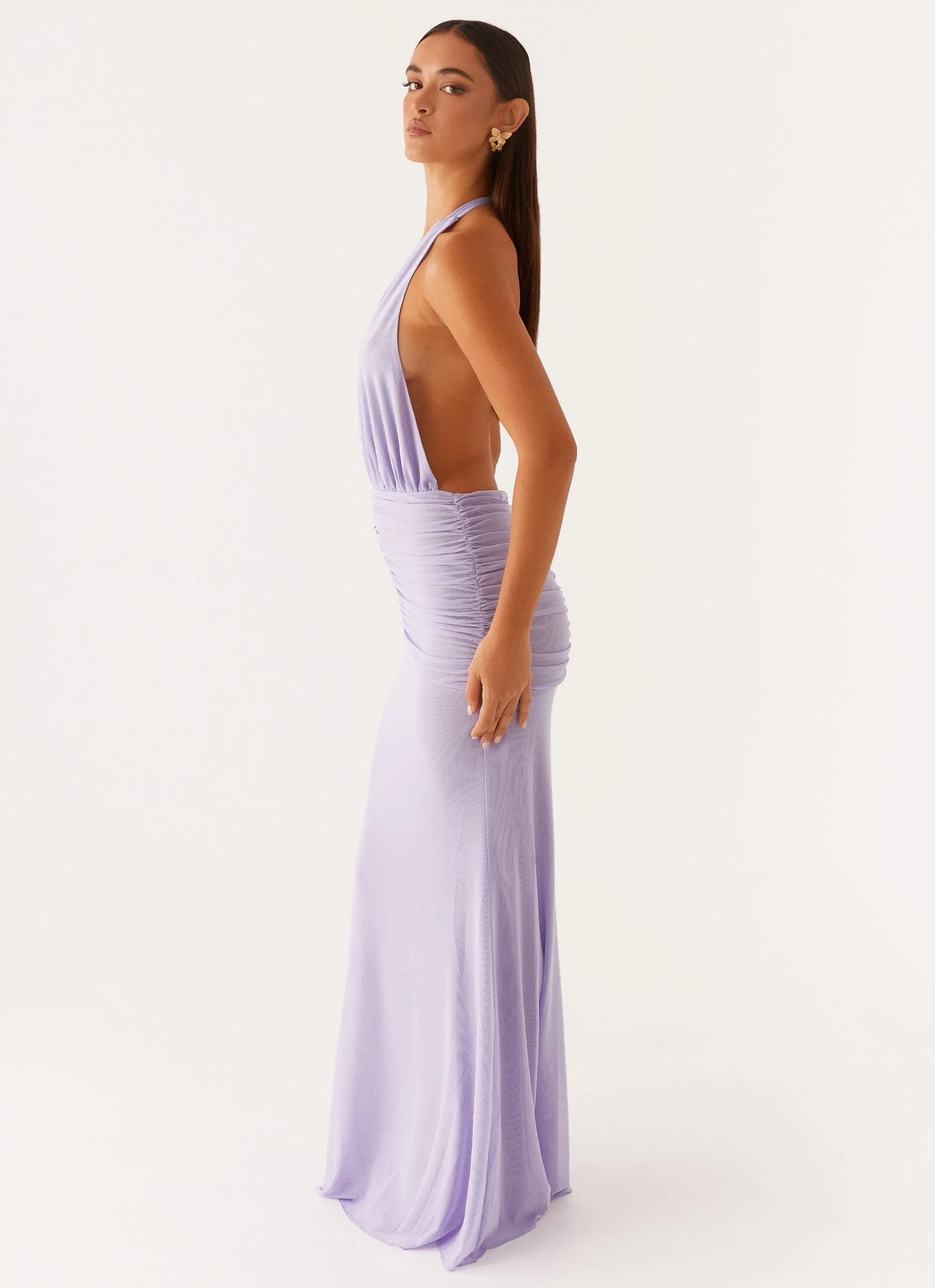 Places To Be Maxi Dress - Lilac Adjustable Cuffs
