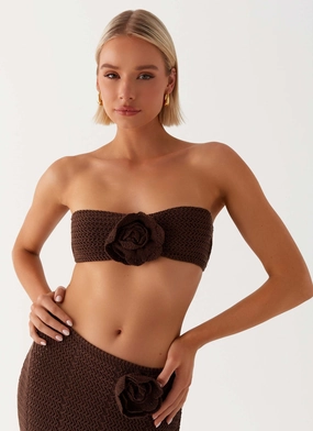 Everyday Comfort Fit Kelcie Rose Crochet Bandeau Top - Chocolate