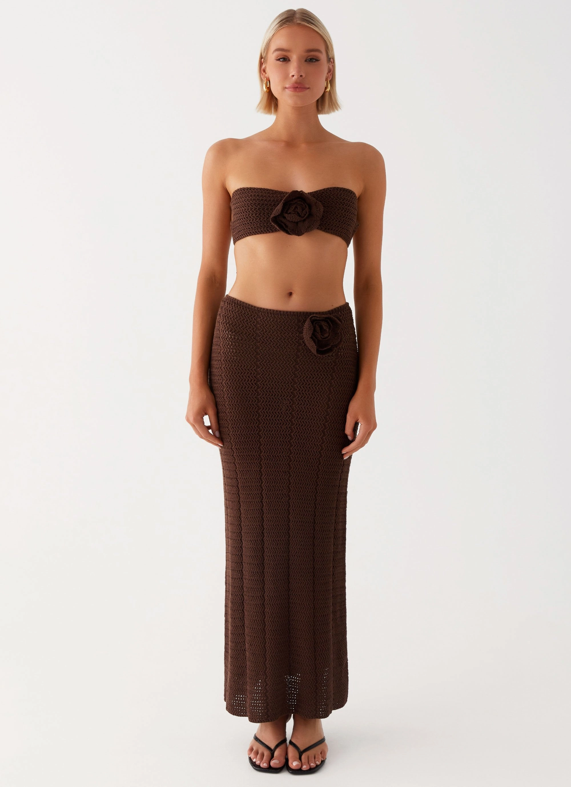 Kelcie Rose Crochet Bandeau Top - Chocolate Comfort Design